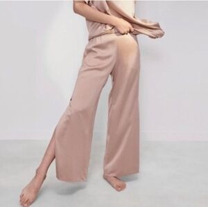 Lunya 100% Silk Tan Split Hem Pajama Pant 1X/16